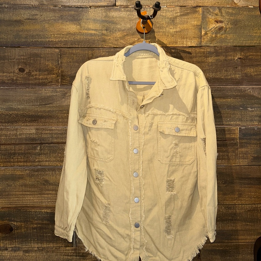 Stylish Tan Distressed Women's Jacket